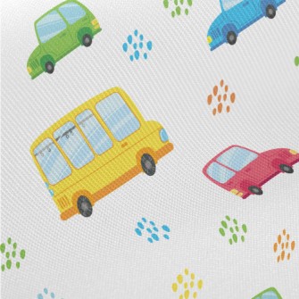 Colorful Cars And Buses Twill