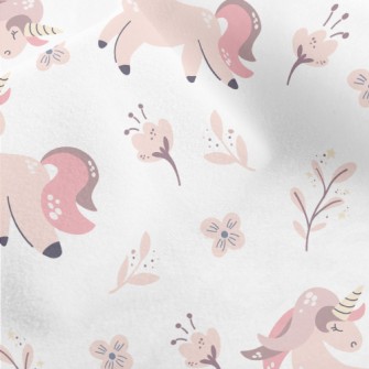 Pink Unicorn With Flowers Micro Fleece