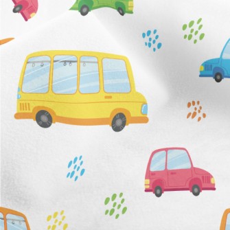 Colorful Cars And Buses Micro Fleece