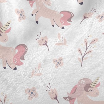 Pink Unicorn With Flowers Minky