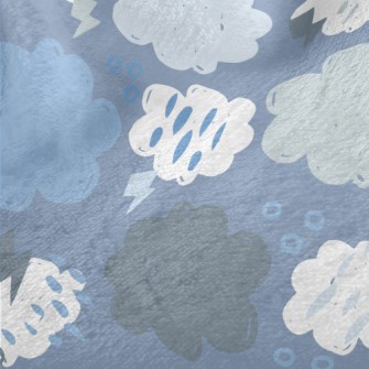Lightning Rain Dark Clouds Minky