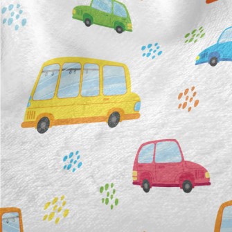 Colorful Cars And Buses Minky