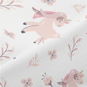 Pink Unicorn With Flowers Piqué