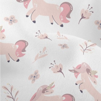 Pink Unicorn With Flowers Lightweight Performance Linen