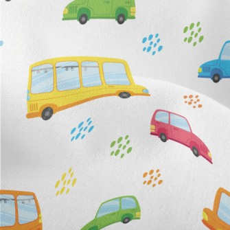 Colorful Cars And Buses Lightweight Performance Linen