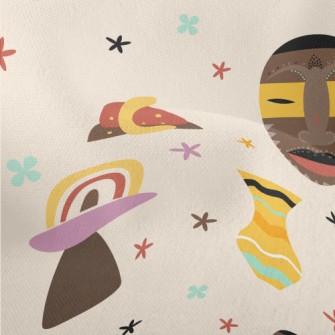 African Mask Vase Lightweight Performance Linen