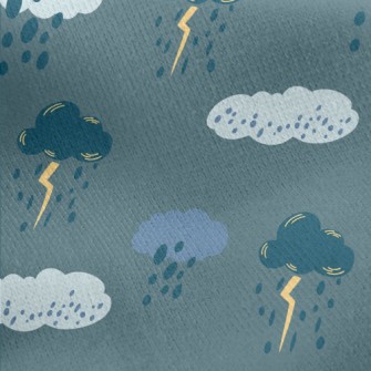 Dark Clouds With Lightning And Jersey Backed Fleece