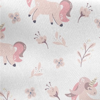 Pink Unicorn With Flowers Jersey Backed Fleece