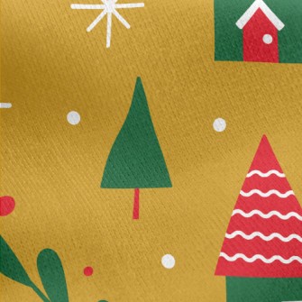 Christmas Color Small House Jersey Backed Fleece