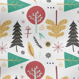 Christmas Trees In Various Sha Jersey Backed Fleece