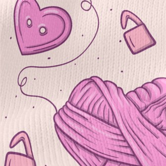 Heart Button Yarn Ball Stretch Jersey
