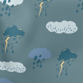 Dark Clouds With Lightning And Lightweight Cotton Poplin