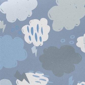 Lightning Rain Dark Clouds Midweight Cotton Poplin