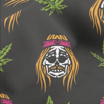 Marijuana Leaf And Hippie Skul Micro Fleece