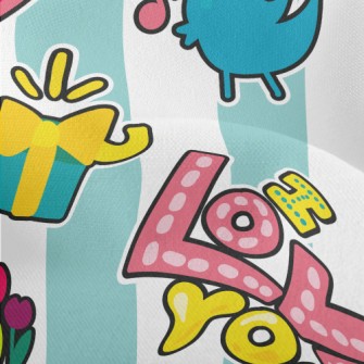 I Love You Cartoon Lightweight Performance Linen