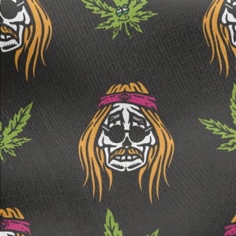 Marijuana Leaf And Hippie Skul Jersey Backed Fleece