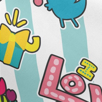I Love You Cartoon Pongee