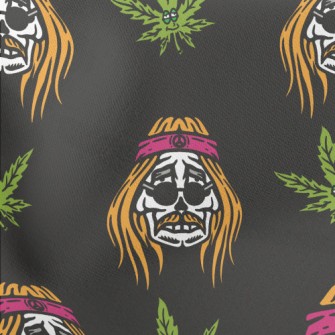 Marijuana Leaf And Hippie Skul Lightweight Cotton Poplin