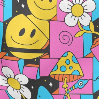 Weird Smiley Eyes And Ears Lightweight Cotton Poplin