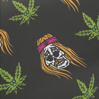 Marijuana Leaf And Hippie Skul Midweight Cotton Poplin