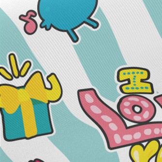 I Love You Cartoon Midweight Cotton Poplin