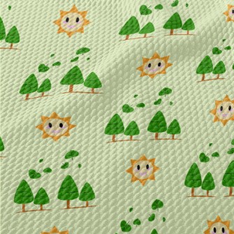 Sun And Forest Trees Birdseye Piqué