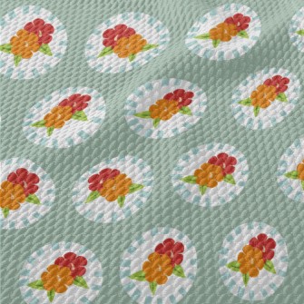 Retro Disc Flowers Birdseye Piqué