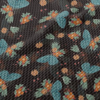 Cool Butterfly Flowers Birdseye Piqué