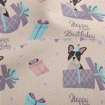 Happy Birthday French Bulldog Athletic Mesh Flat Back