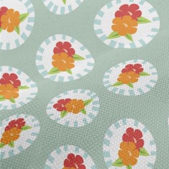 Retro Disc Flowers Performance Linen
