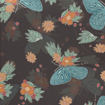 Cool Butterfly Flowers Twill