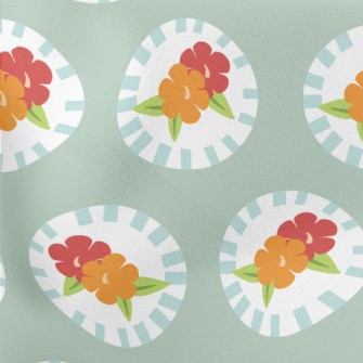 Retro Disc Flowers Stretch Ponte