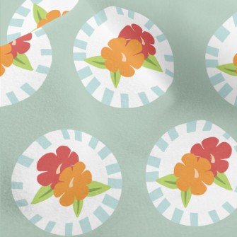 Retro Disc Flowers Micro Fleece