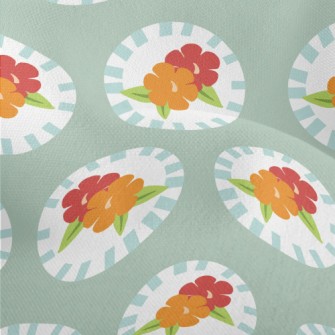 Retro Disc Flowers Lightweight Performance Linen