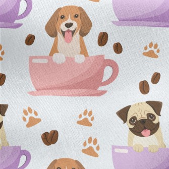 Cartoon Dog In Cup Jersey Backed Fleece