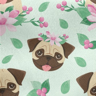 Beautiful Flower Pug Jersey Backed Fleece