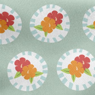 Retro Disc Flowers Jersey Backed Fleece