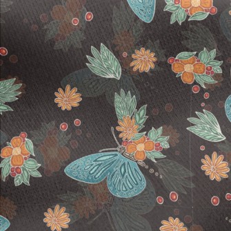 Cool Butterfly Flowers Jersey Backed Fleece