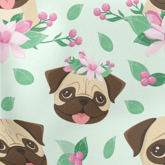 Beautiful Flower Pug Lightweight Cotton Poplin