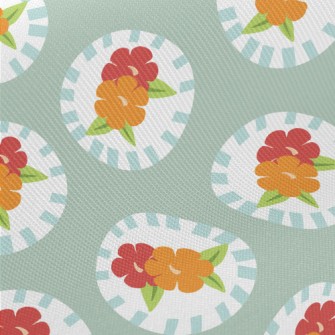 Retro Disc Flowers Midweight Cotton Poplin