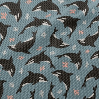 Killer Whales And Corals Birdseye Piqué