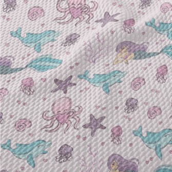 Mermaid Dolphin Octopus Birdseye Piqué