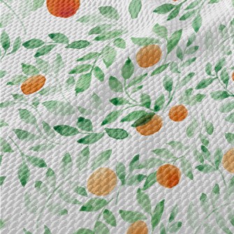 Watercolor Leaves And Fruits Birdseye Piqué