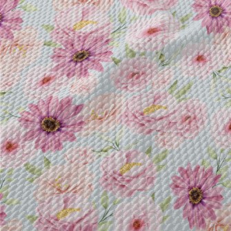 Watercolor Beautiful Flowers Birdseye Piqué