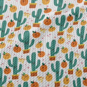 Orange And Cactus Birdseye Piqué