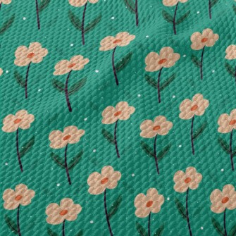 Garden Orange Flowers Birdseye Piqué