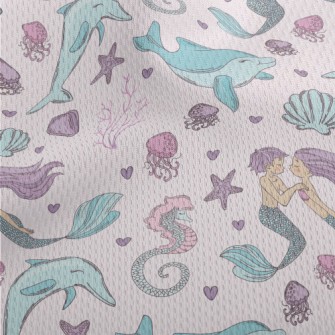 Undersea Mermaid Dolphin Athletic Mesh Flat Back