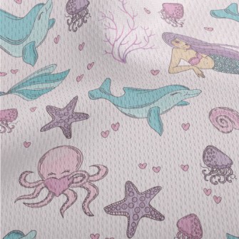 Mermaid Dolphin Octopus Athletic Mesh Flat Back