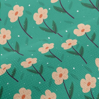 Garden Orange Flowers Performance Linen