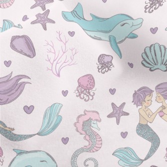 Undersea Mermaid Dolphin Micro Fleece